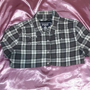 VS PINK flannel rhinestone button up